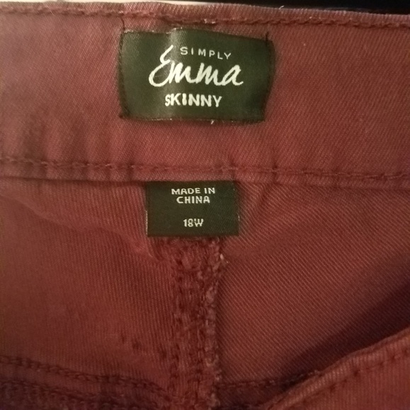 DONATING 1/20/25 Simply Emma Maroon Skinny Pants - Picture 4 of 5